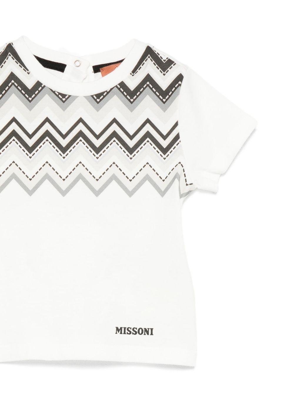 T-shirt per neonato Missoni Kids bianca con motivo a chevron - Rubino Kids