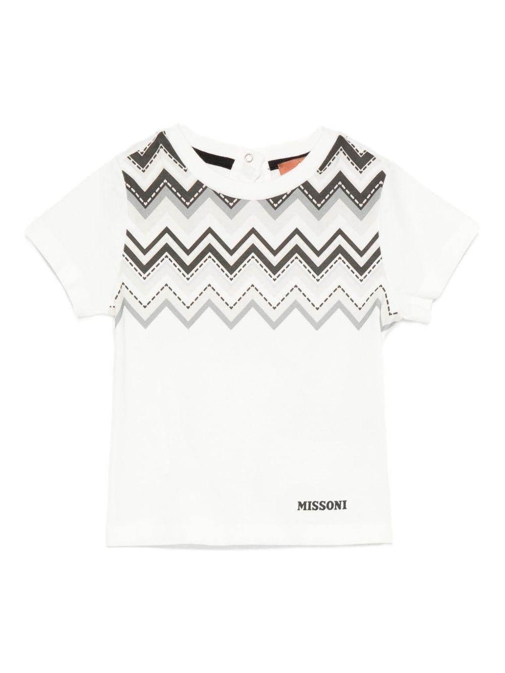 T-shirt per neonato Missoni Kids bianca con motivo a chevron - Rubino Kids