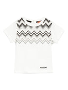 T-shirt per neonato Missoni Kids bianca con motivo a chevron - Rubino Kids
