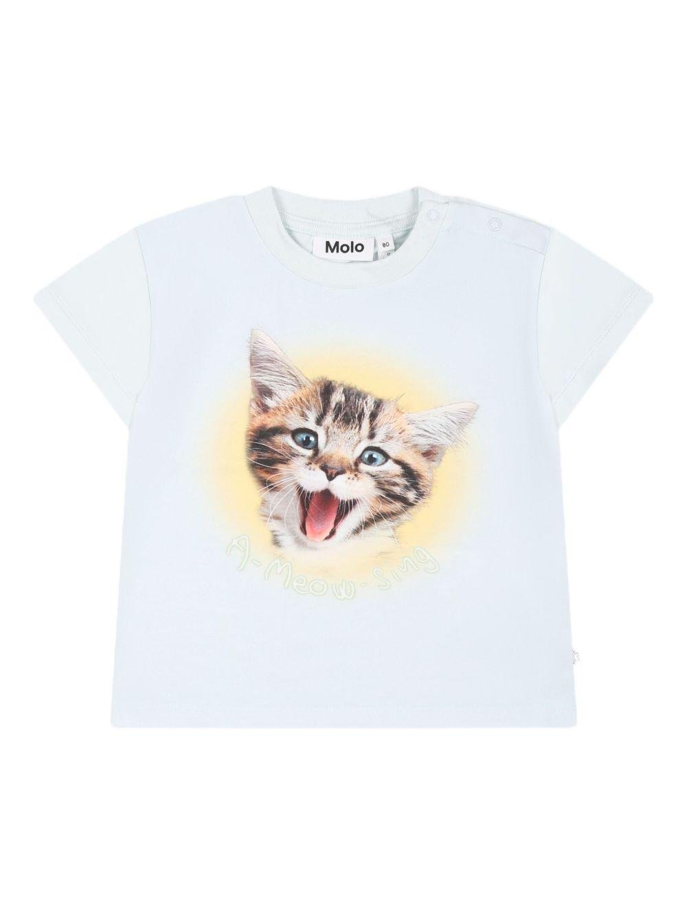 T-shirt per neonato Molo bianco con stampa gatto - Rubino Kids