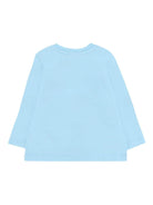 T-shirt per neonato Moschino azzurra con logo sul davanti - Rubino Kids