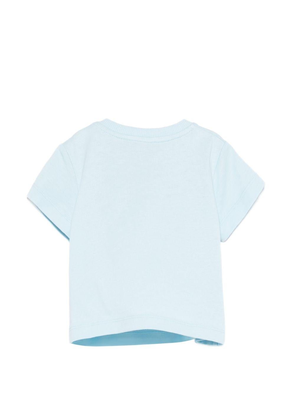 T-shirt per neonato Moschino Kids azzurra con ricamo Teddy Bear - Rubino Kids