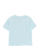 T-shirt per neonato Moschino Kids azzurra con stampa tre orsetti - Rubino Kids