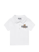 T-shirt per neonato Moschino Kids bianca con colletto stile polo - Rubino Kids