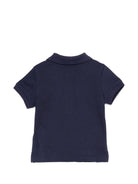 T-shirt per neonato Moschino Kids blu con logo sul davanti - Rubino Kids