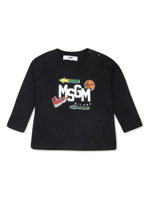 T-shirt per neonato MSGM Kids nero con stampa basket MSGM Kids Milano