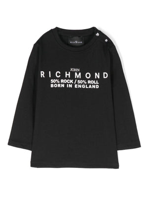 Black baby T-shirt with central RICHMOND logo print 50% Rock & Roll central