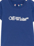 T-shirt per neonato Off - White Kids blu con logo stampato e orlo dritto - Rubino Kids