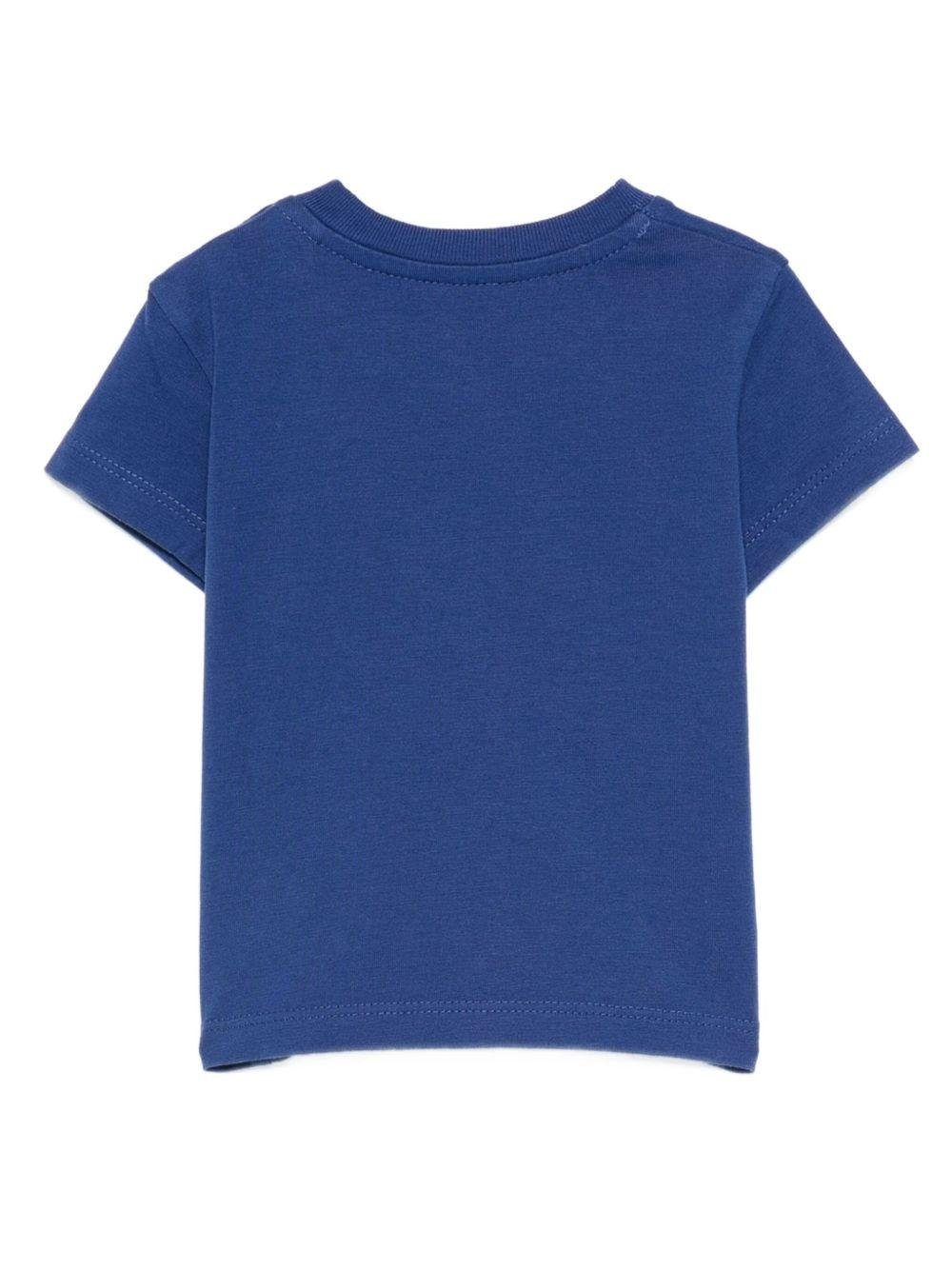 T-shirt per neonato Off - White Kids blu con logo stampato e orlo dritto - Rubino Kids