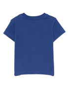 T-shirt per neonato Off - White Kids blu con logo stampato e orlo dritto - Rubino Kids