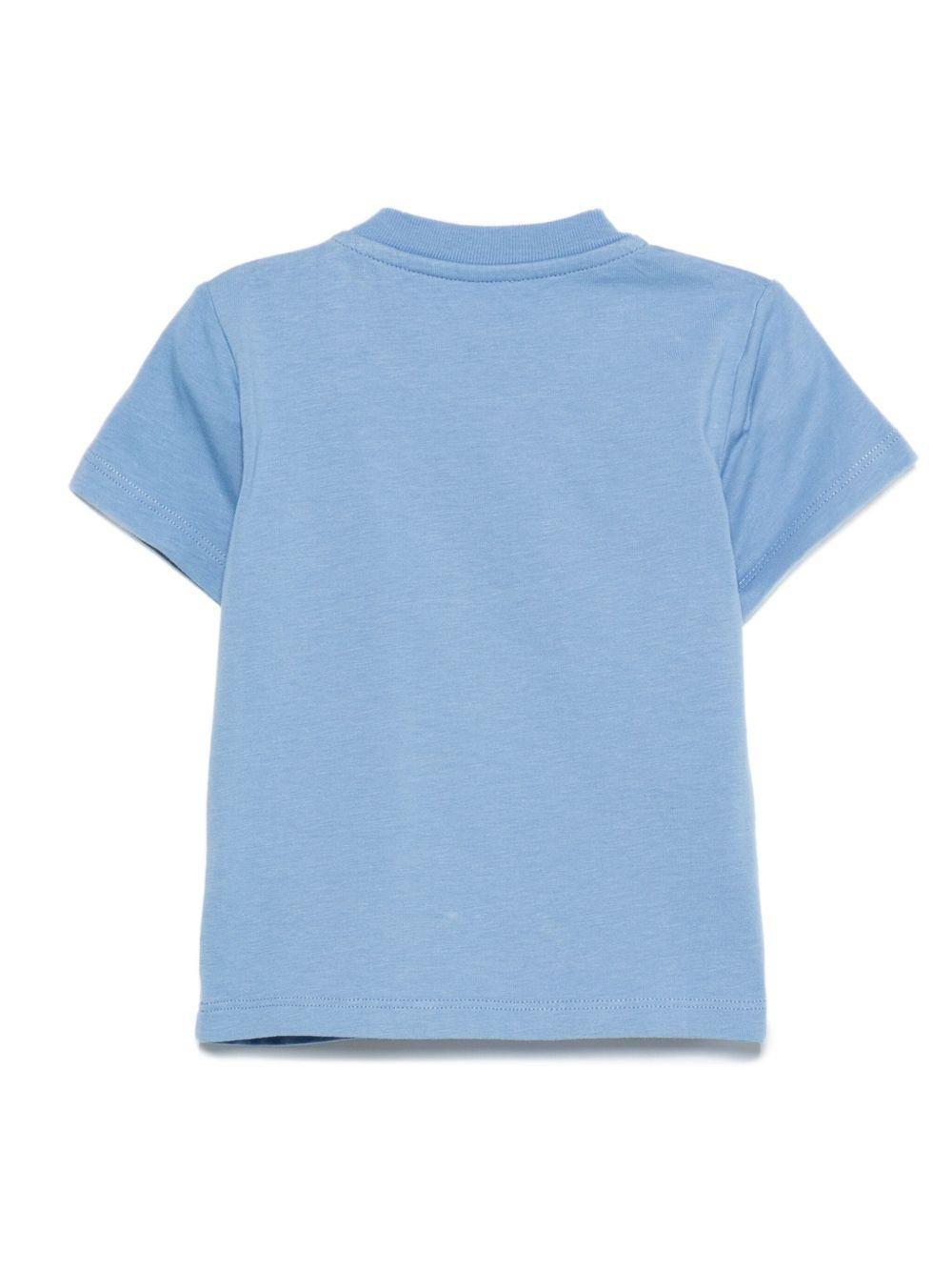 T-shirt per neonato Palm Angels Kids azzurro con effetto vernice spray - Rubino Kids