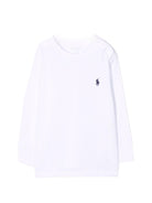 T-shirt per neonato Polo Ralph Lauren Kids bianca con ricamo - Rubino Kids