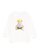 T-shirt per neonato Polo Ralph Lauren Kids bianca con stampa orsetto - Rubino Kids