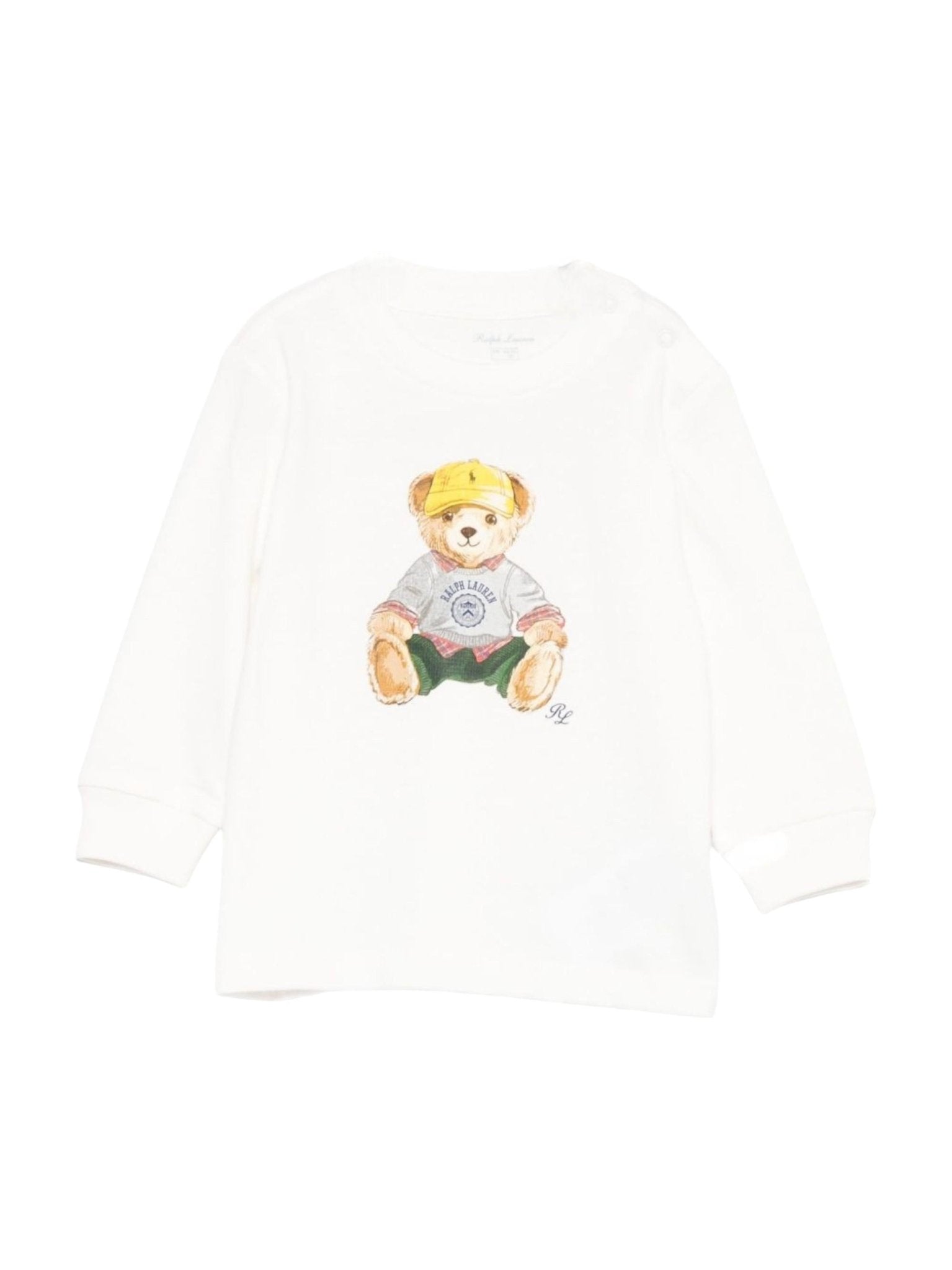 T-shirt per neonato Polo Ralph Lauren Kids bianca con stampa orsetto - Rubino Kids