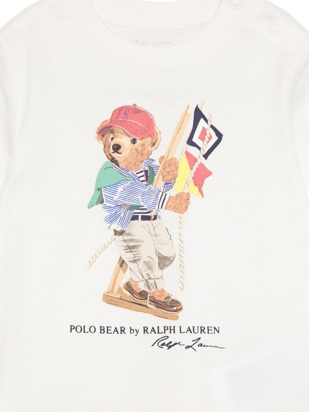 T-shirt per neonato Polo Ralph Lauren Kids bianco con motivo Polo Bear - Rubino Kids