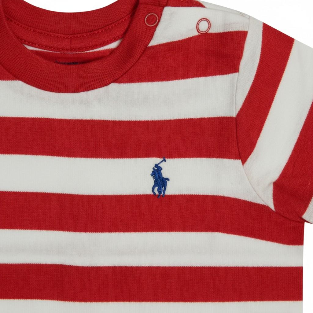 T-shirt per neonato Polo Ralph Lauren Kids multicolore con logo Polo Pony sul davanti - Rubino Kids
