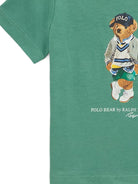T-shirt per neonato POLO RALPH LAUREN Kids verde in cotone con stampa logo - Rubino Kids
