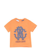 T-shirt per neonato Roberto Cavalli Kids arancione con logo sul davanti - Rubino Kids