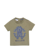 T-shirt per neonato Roberto Cavallo Kids verde con logo sul davanti - Rubino Kids