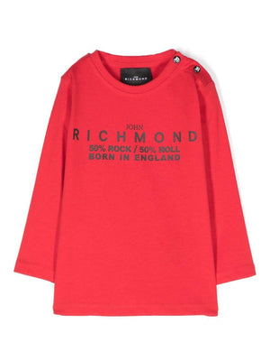 Red baby T-shirt with central RICHMOND logo print 50% Rock & Roll central