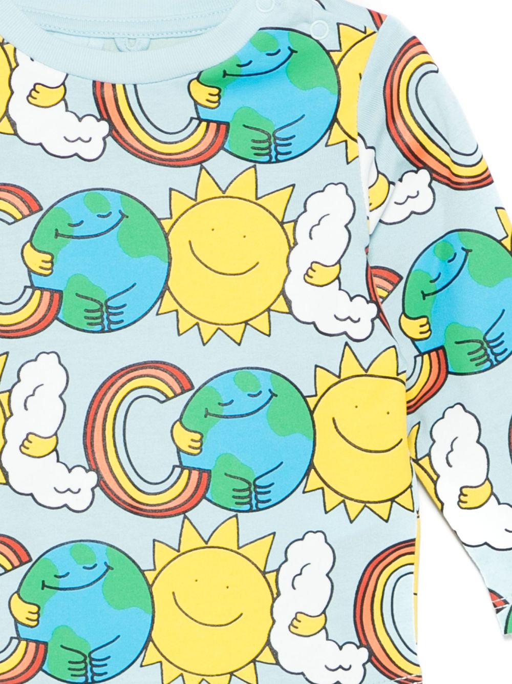 T-shirt per neonato Stella McCartney Kids azzurro con stampa grafica - Rubino Kids