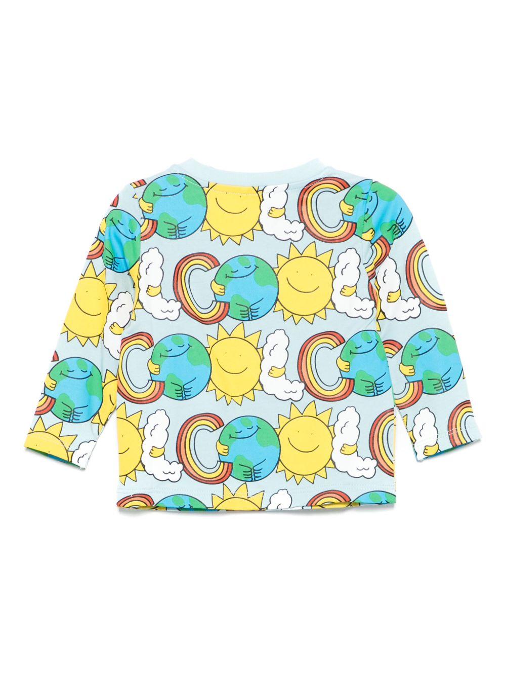 T-shirt per neonato Stella McCartney Kids azzurro con stampa grafica - Rubino Kids
