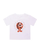 T-shirt per neonato Stella McCartney Kids bianca con stampa palla da basket sul davanti - Rubino Kids