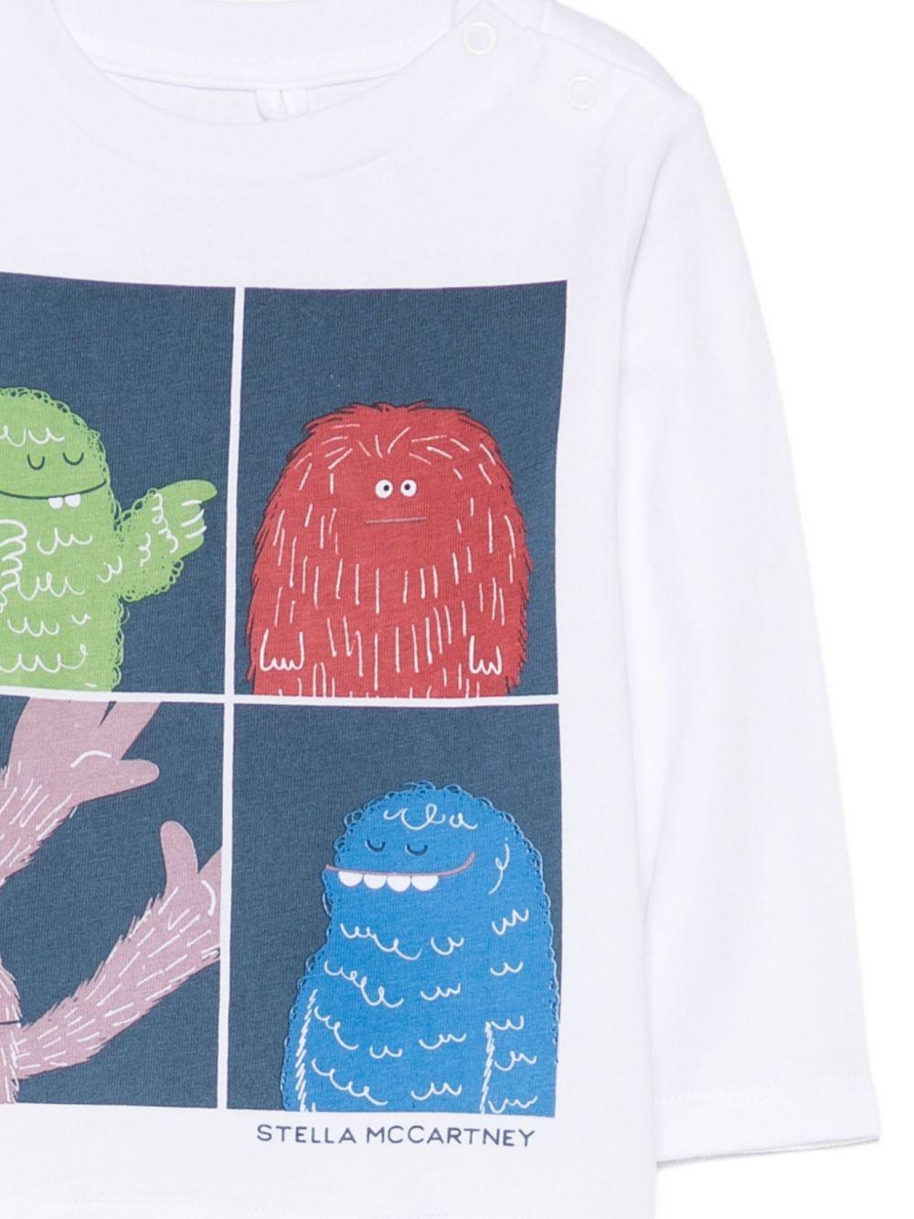 T-shirt per neonato Stella McCartney Kids bianco con stampa grafica - Rubino Kids