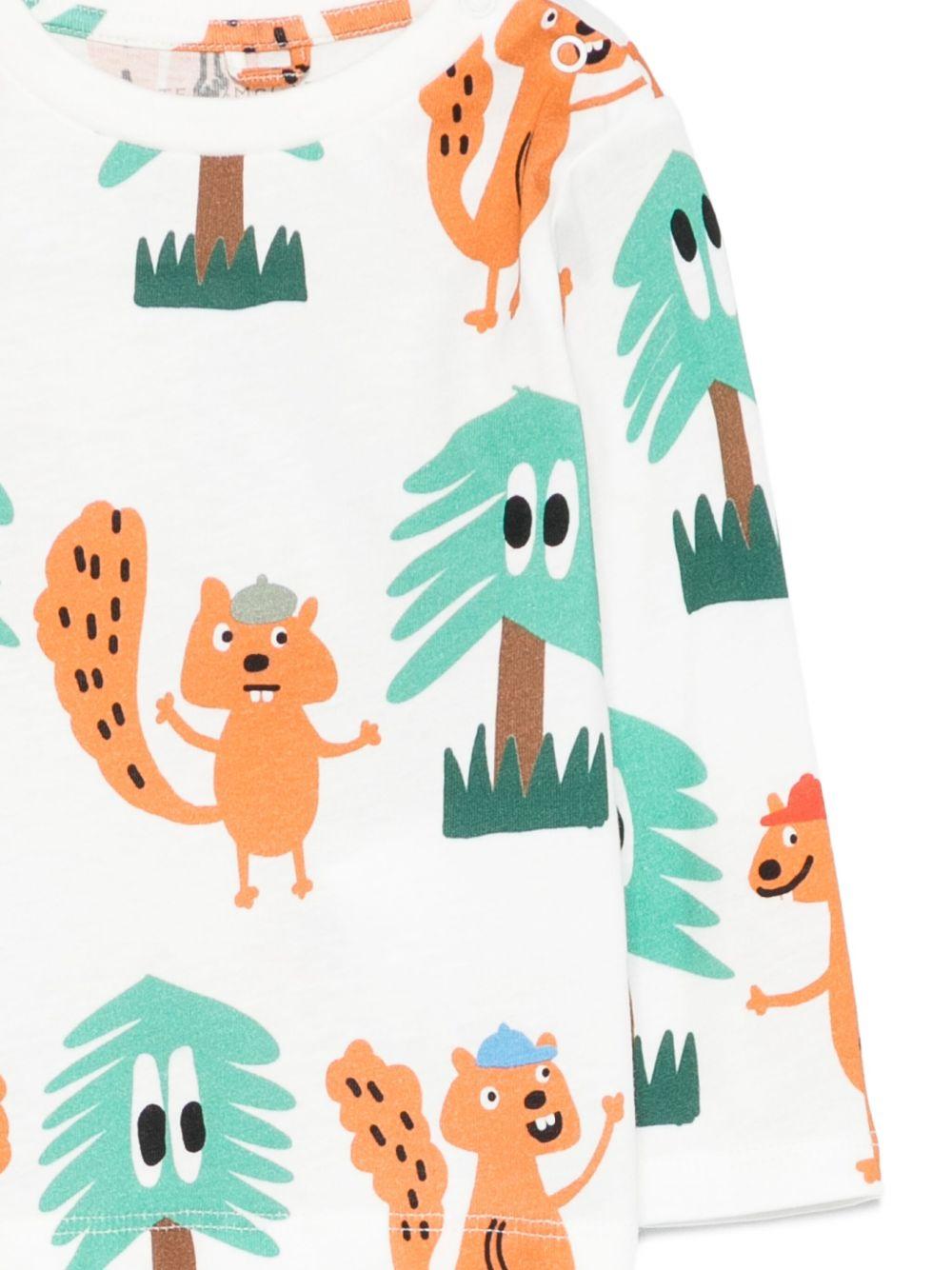 T-shirt per neonato Stella McCartney Kids bianco con stampa scoiattolo - Rubino Kids