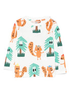 T-shirt per neonato Stella McCartney Kids bianco con stampa scoiattolo - Rubino Kids