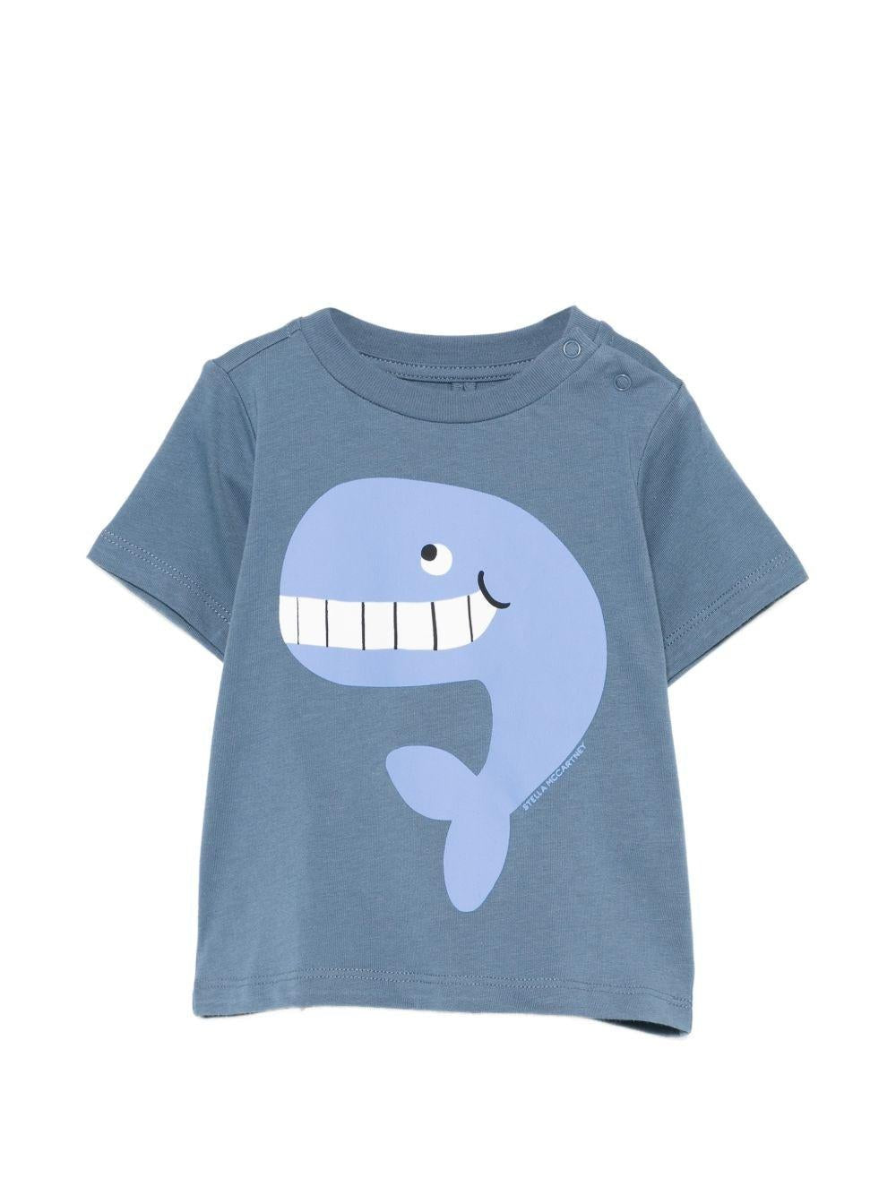 T-shirt per neonato Stella McCartney Kids blu con stampa squalo - Rubino Kids