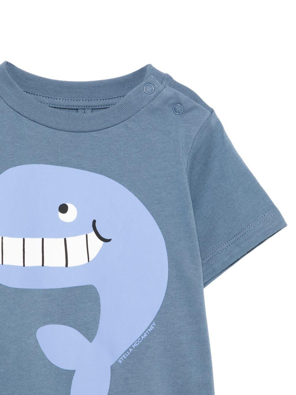 T-shirt per neonato Stella McCartney Kids blu con stampa squalo - Rubino Kids