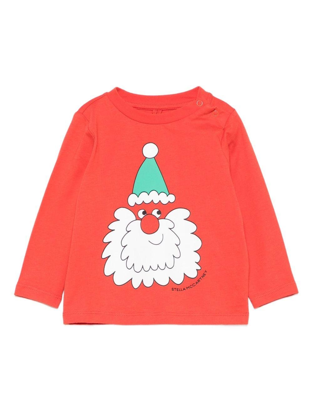 T-shirt per neonato Stella McCartney Kids rosso con stampa Santa - Rubino Kids