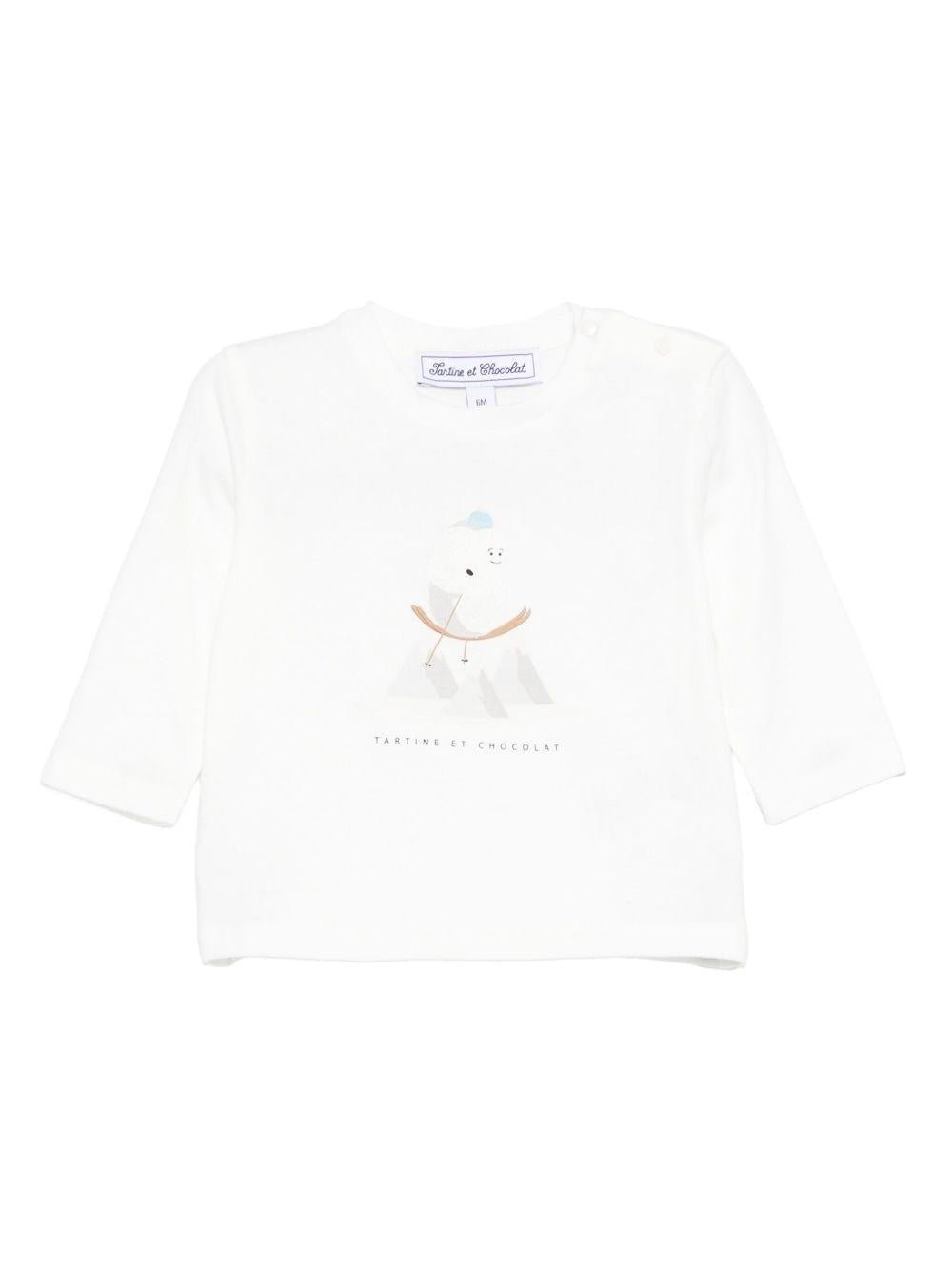 T-shirt per neonato Tartine Et Chocolat bianca con stampa grafica - Rubino Kids