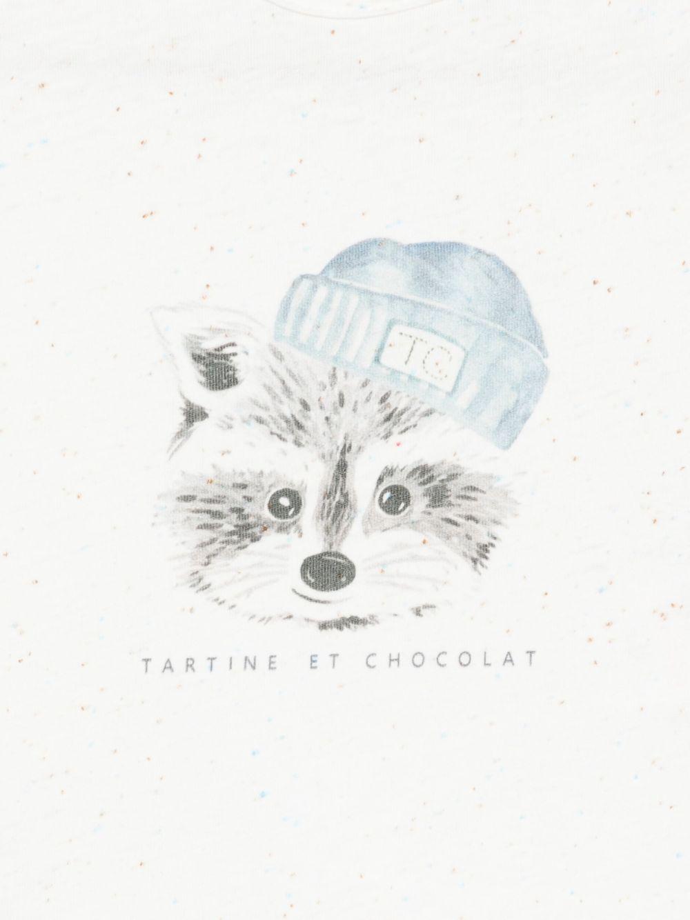 T-shirt per neonato Tartine Et Chocolat bianca con stampa procione - Rubino Kids