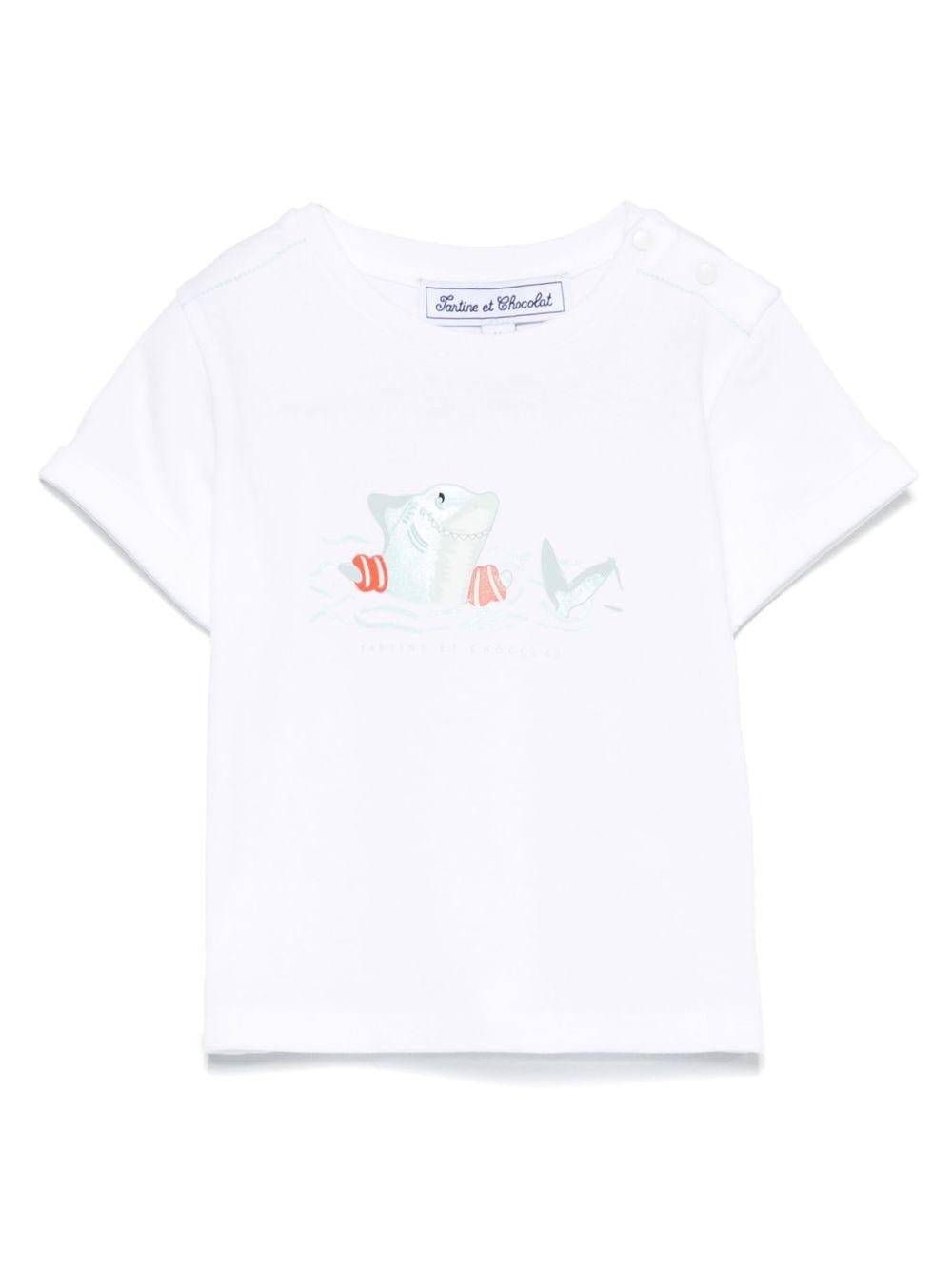 T-shirt per neonato Tartine Et Chocolat bianco con stampa - Rubino Kids