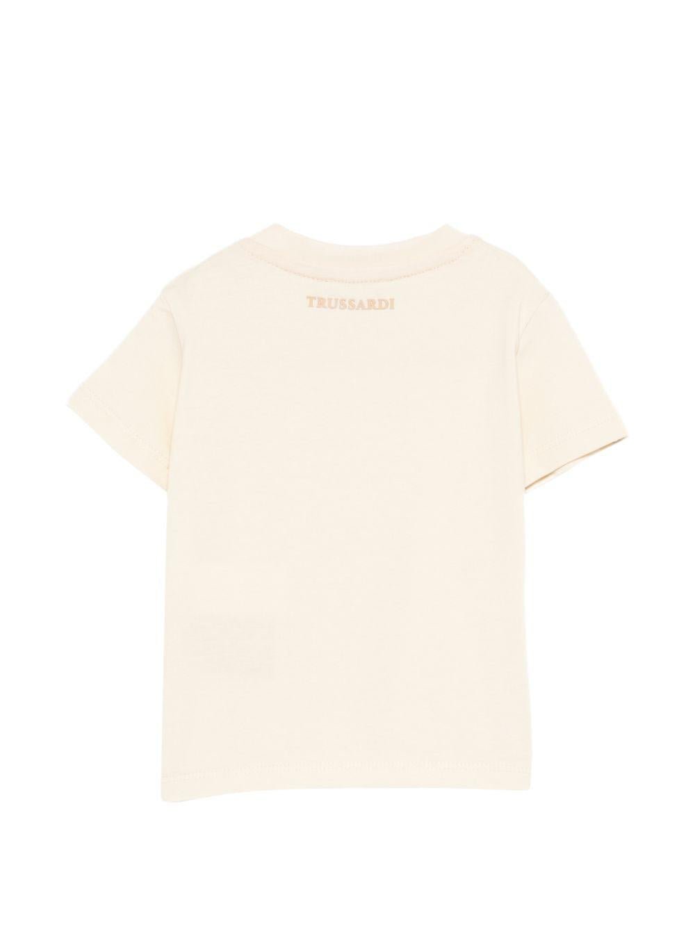 T-shirt per neonato Trussardi Junior beige con logo sul davanti - Rubino Kids