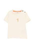 T-shirt per neonato Trussardi Junior beige con logo sul davanti - Rubino Kids