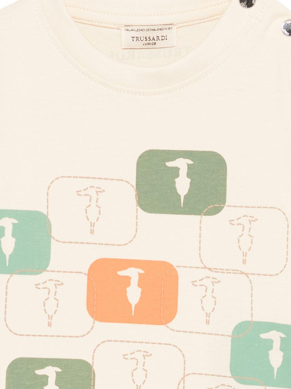 T-shirt per neonato Trussardi Junior beige con stampa grafica - Rubino Kids