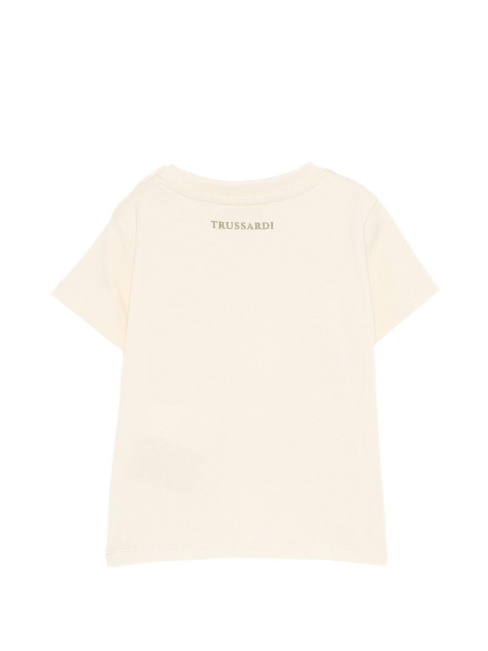 T-shirt per neonato Trussardi Junior beige con stampa grafica - Rubino Kids