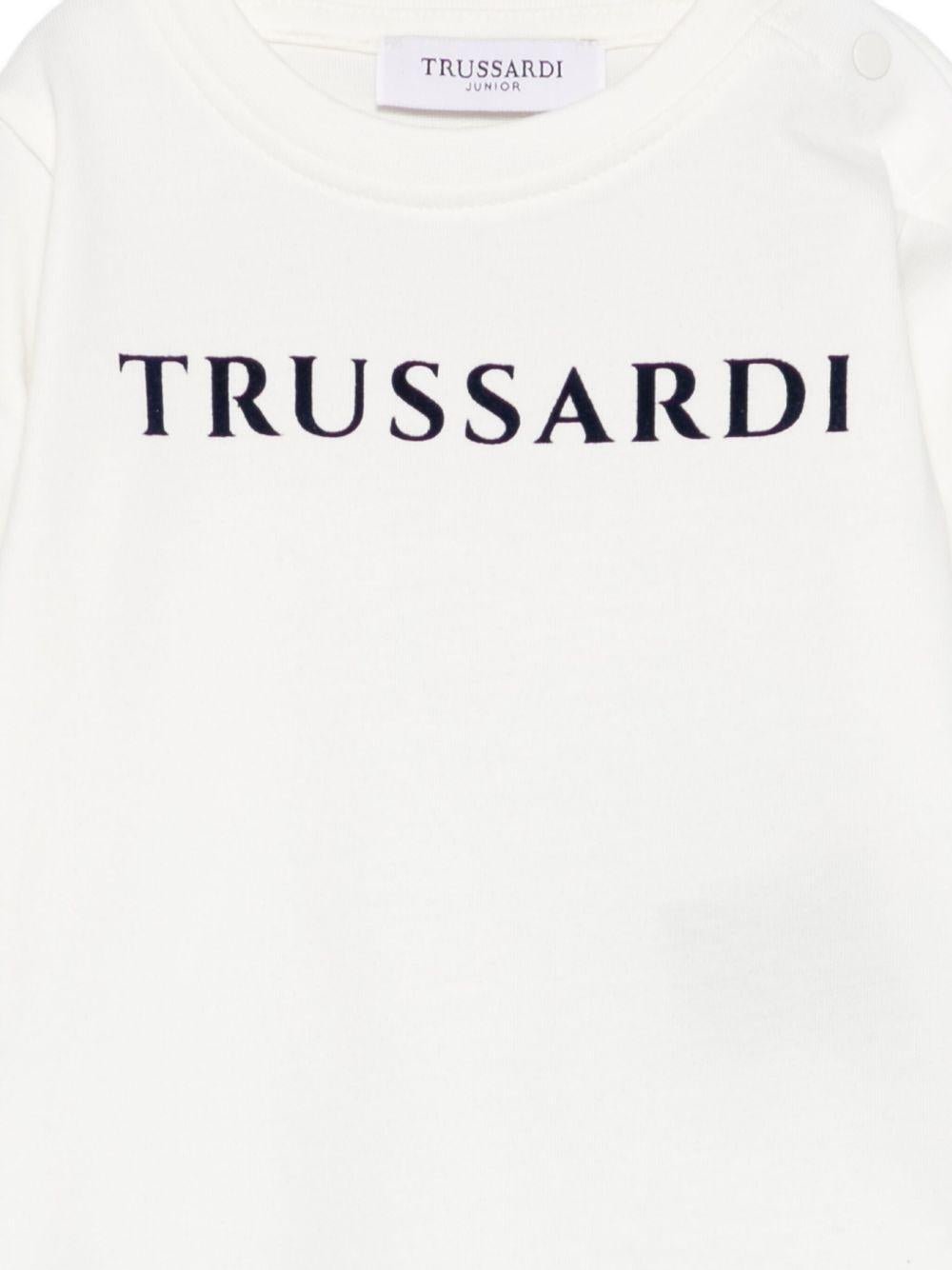 T-shirt per neonato Trussardi Junior bianco con logo sul davanti - Rubino Kids