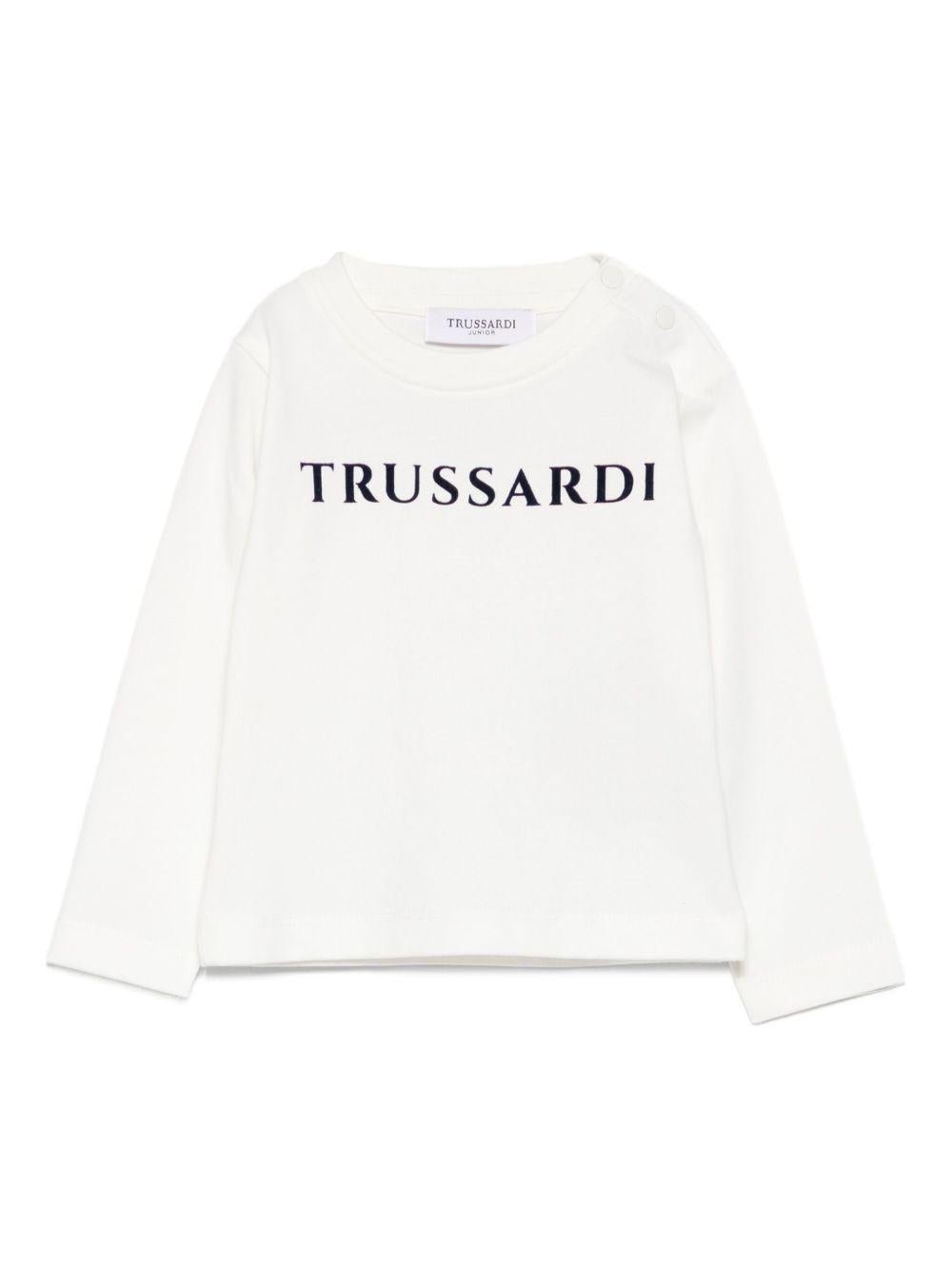 T-shirt per neonato Trussardi Junior bianco con logo sul davanti - Rubino Kids
