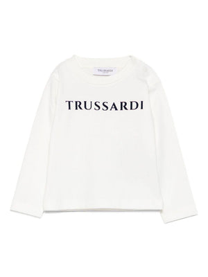 Trussardi Junior white baby T-shirt with logo on the front