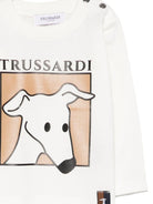 T-shirt per neonato Trussardi Junior bianco con stampa frontale - Rubino Kids