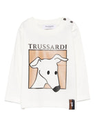 T-shirt per neonato Trussardi Junior bianco con stampa frontale - Rubino Kids