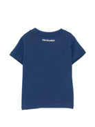 T-shirt per neonato Trussardi Junior blu con logo sul davanti - Rubino Kids