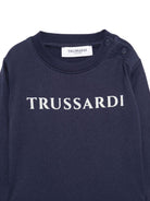 T-shirt per neonato Trussardi Junior blu con logo sul davanti - Rubino Kids