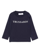 T-shirt per neonato Trussardi Junior blu con logo sul davanti - Rubino Kids