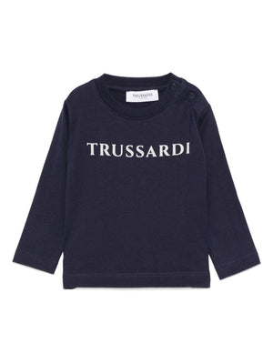 Trussardi Junior baby boy's blue T-shirt with logo on the front
