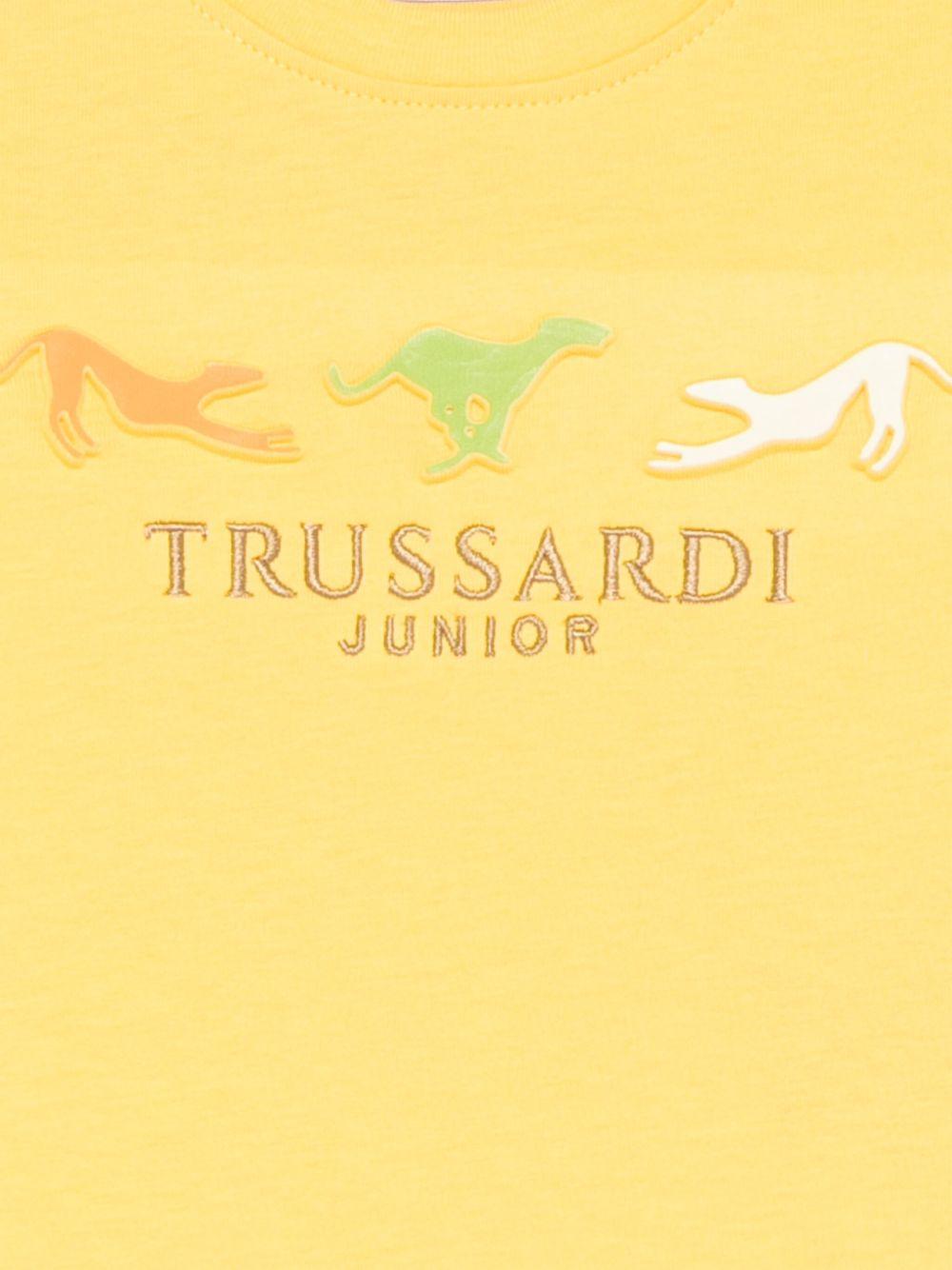 T-shirt per neonato Trussardi Junior giallo con logo e dettaglio goffrato - Rubino Kids